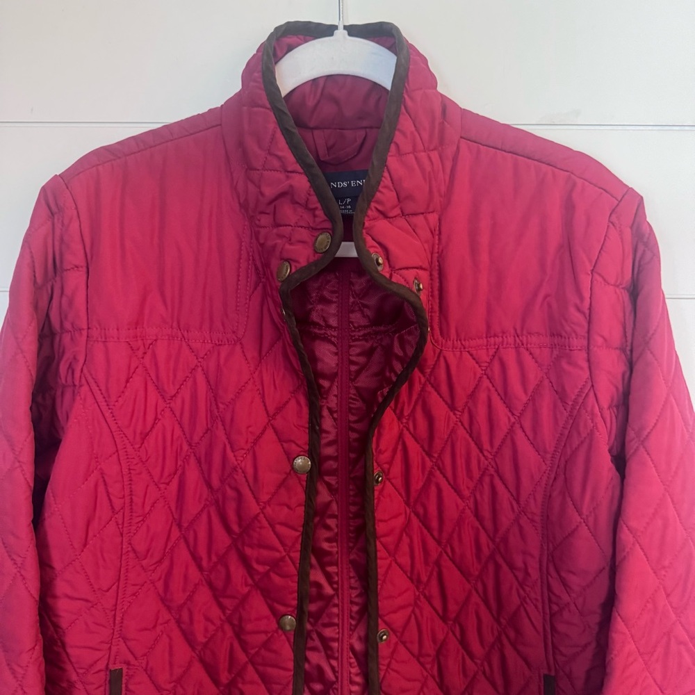 Lands End Womens Quilted Red barn cost Jacket sack 14-16P